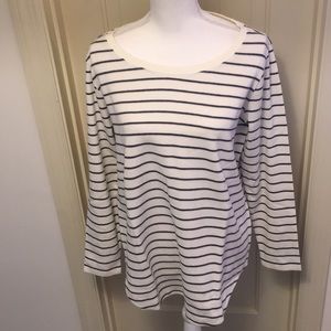 Lands’ End Ivory Stripe Pullover Top NWT